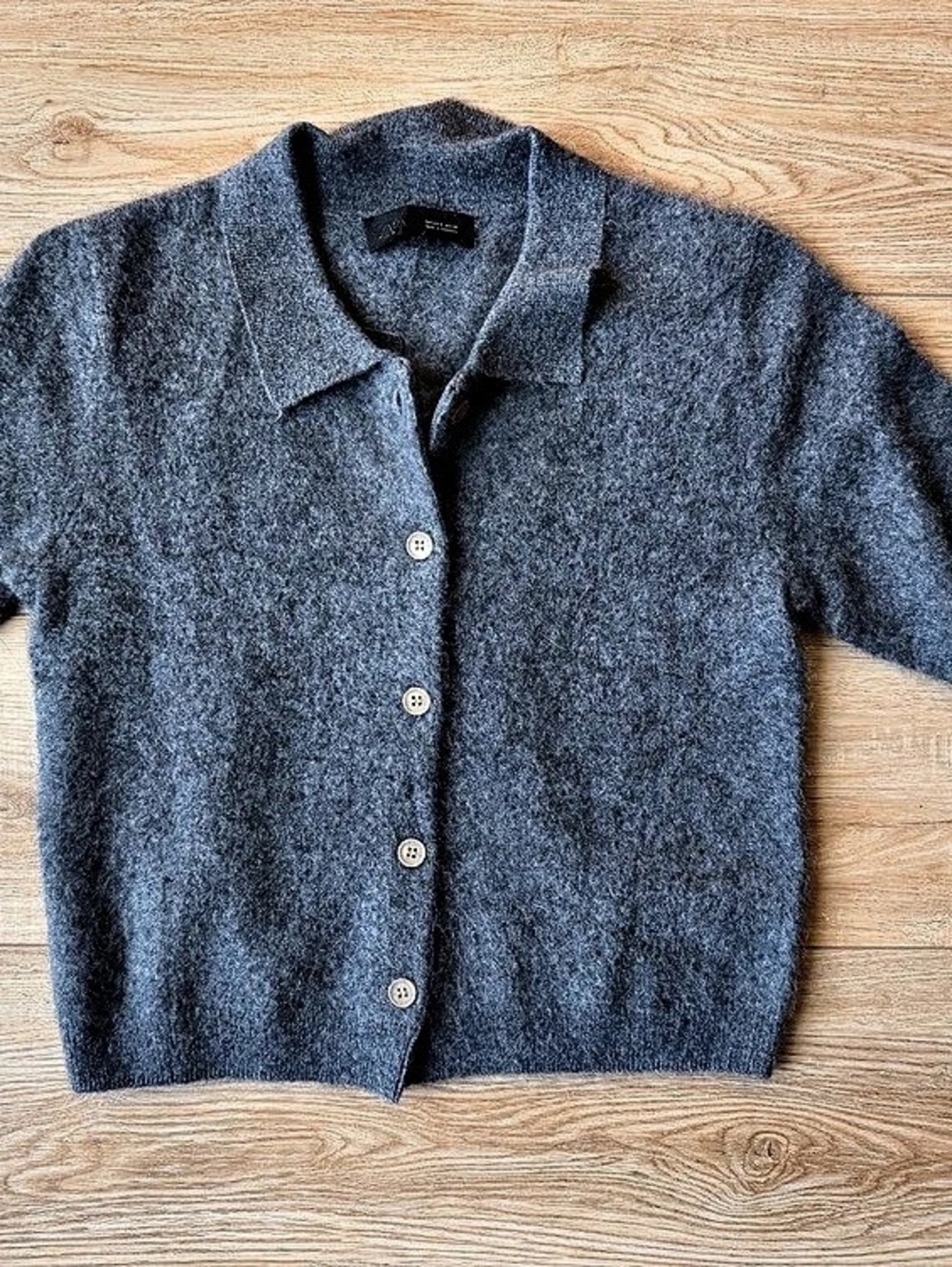 Zara Cashmere Gray Short Sleeve Cardigan